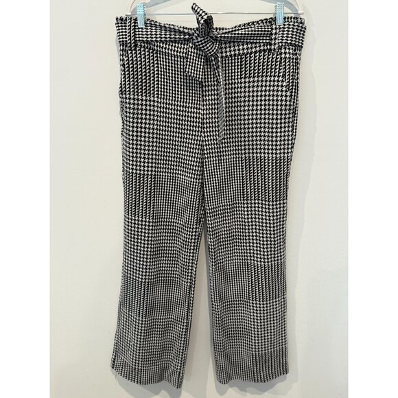 New York and Company Pants Womens Wide Leg Size XL Preppy Houndstooth Plaid Work - Picture 1 of 16